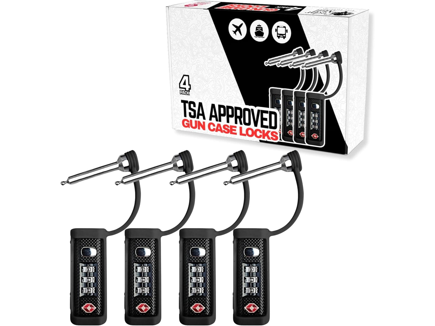 4-Pack TSA Approved MonoShaft™ Gun Case Lock