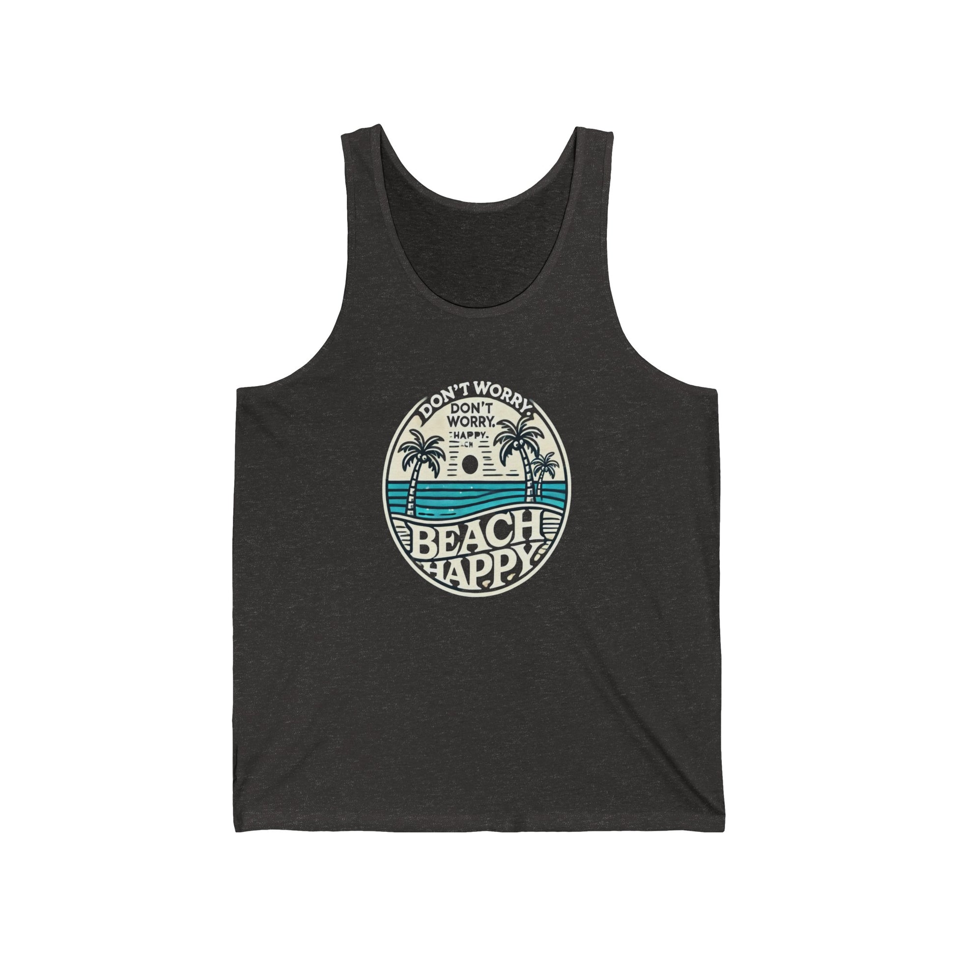 Unisex “Don’t Worry. Beach Happy” Jersey Tank - Travel Happy 