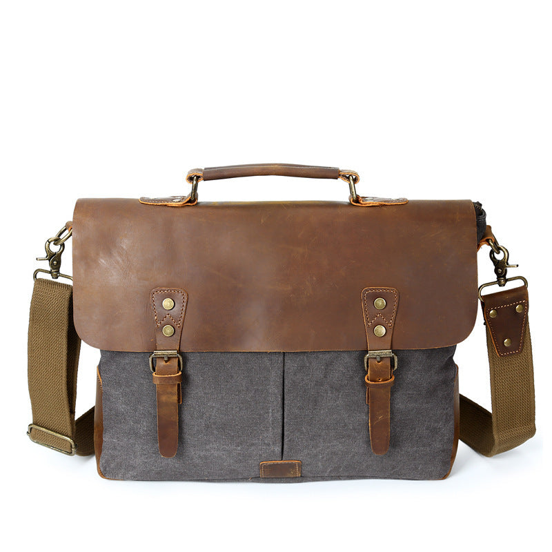 The Source Document Canvas & Crazy Horse Leather Satchel