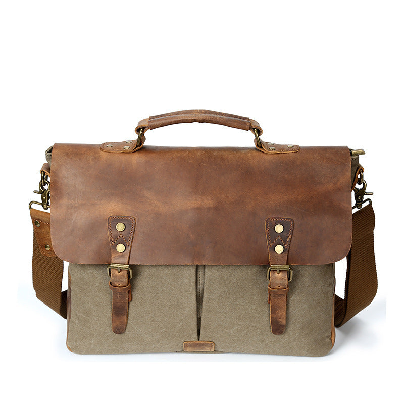 The Source Document Canvas & Crazy Horse Leather Satchel