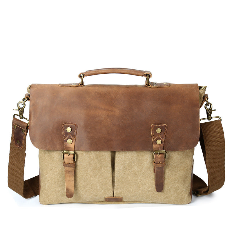 The Source Document Canvas & Crazy Horse Leather Satchel