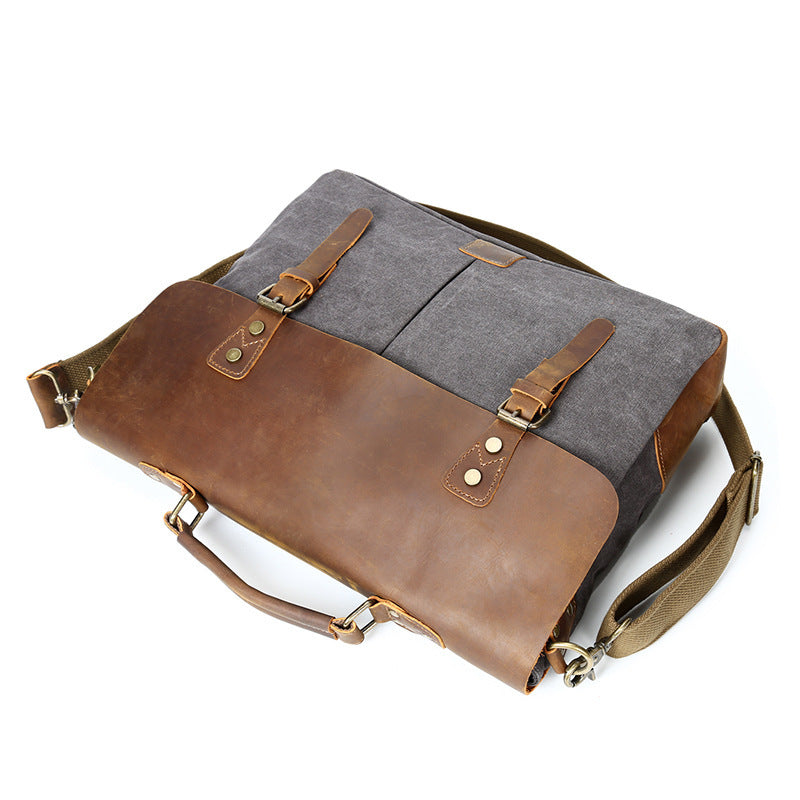 The Source Document Canvas & Crazy Horse Leather Satchel