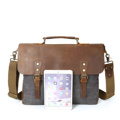 The Source Document Canvas & Crazy Horse Leather Satchel