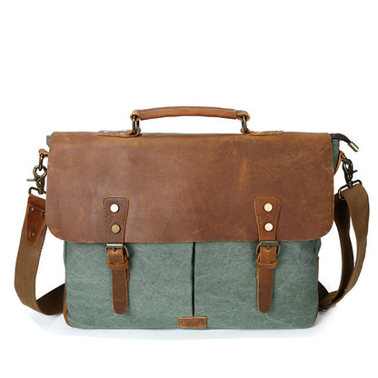 The Source Document Canvas & Crazy Horse Leather Satchel