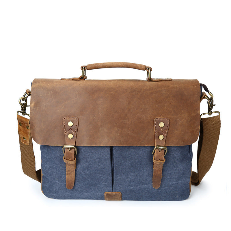 The Source Document Canvas & Crazy Horse Leather Satchel