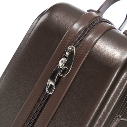 ABS Spinner Wheel Luggage Set with Cosmetic Case - Brown