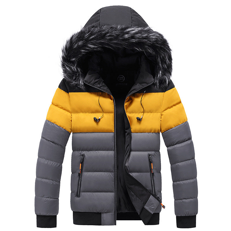 FusionStyle Splicing Hooded Down Jacket – Bold Fashion Meets Everyday Warmth