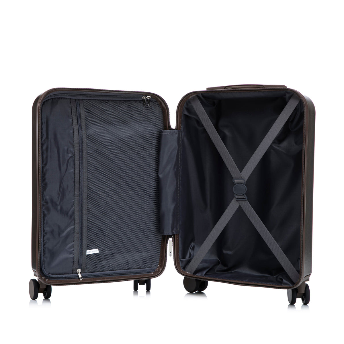 ABS Spinner Wheel Luggage Set with Cosmetic Case - Brown