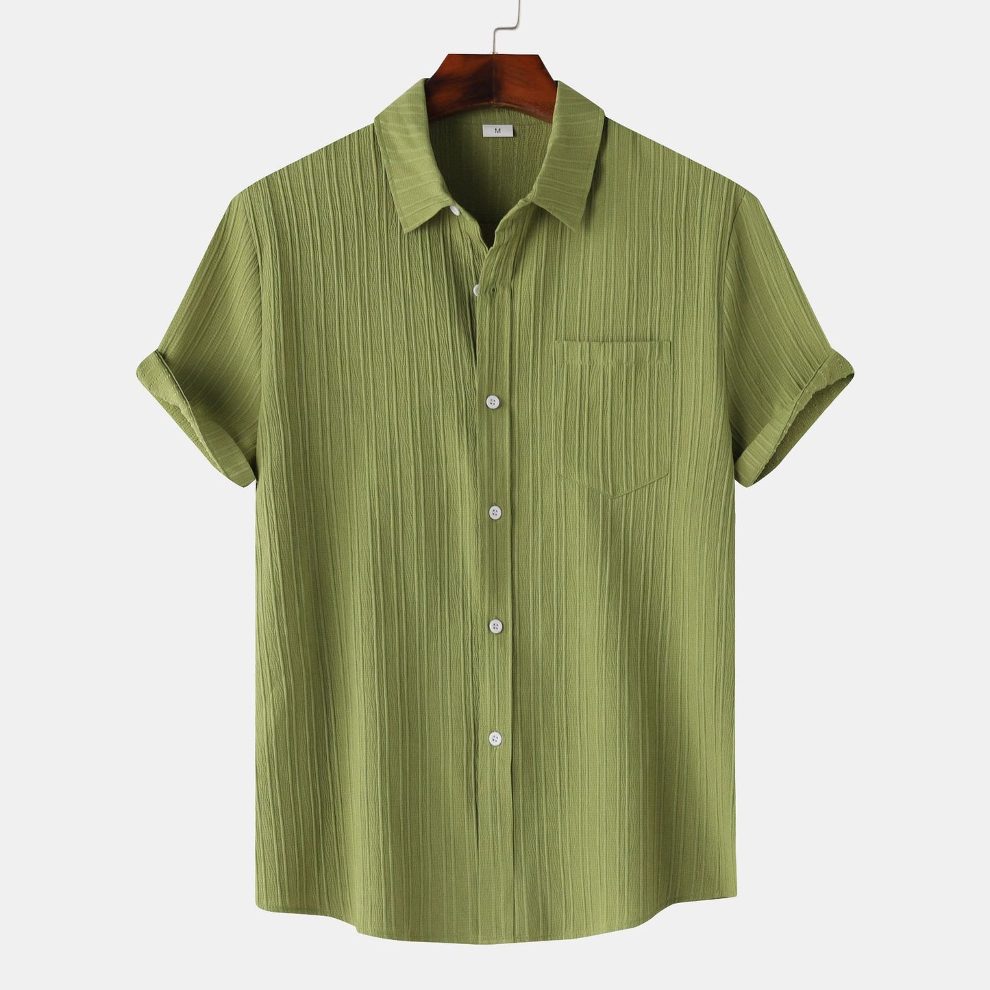 Chemise à manches courtes et col polo de couleur unie pour hommes