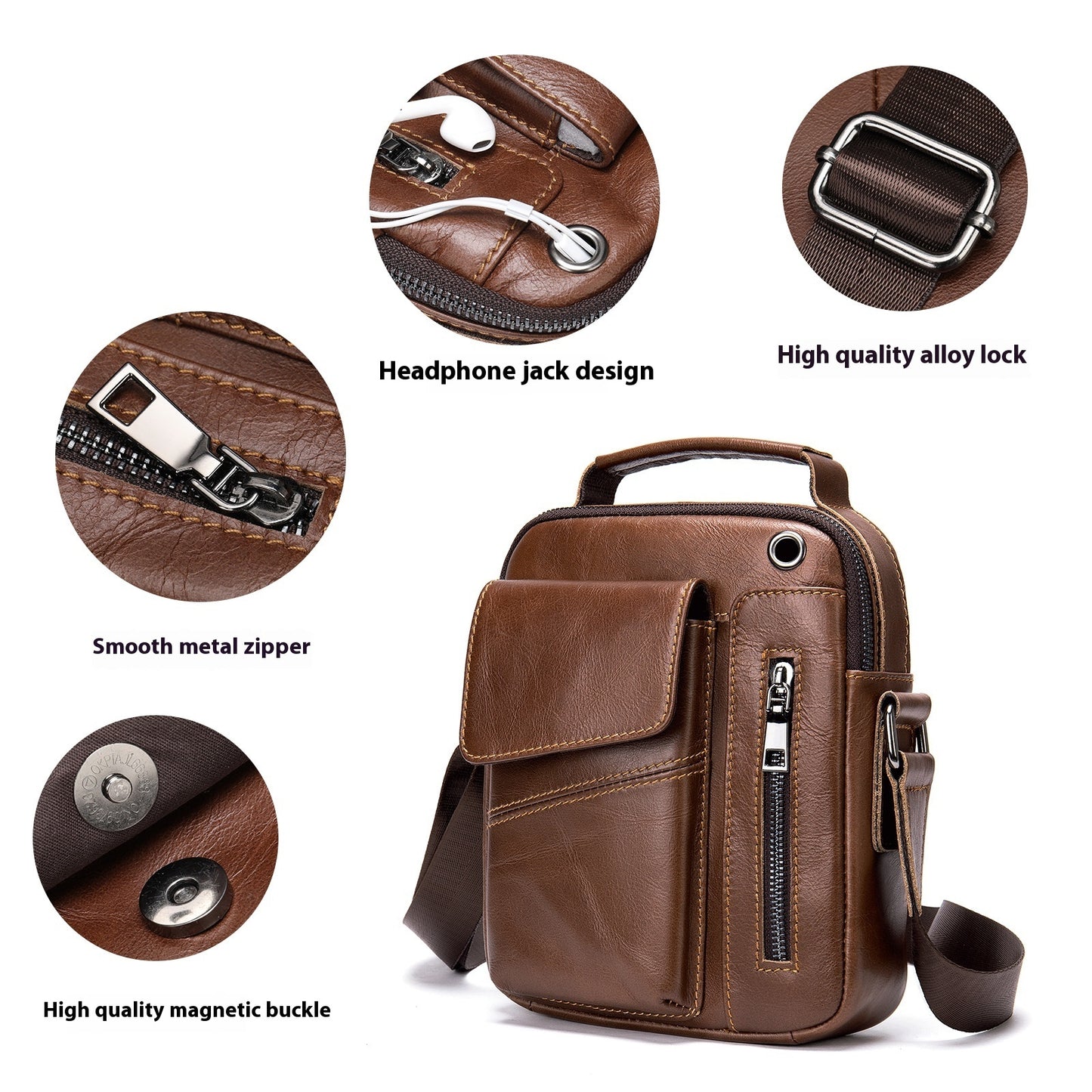 Men’s Business Minimalist Leather Crossbody Bag