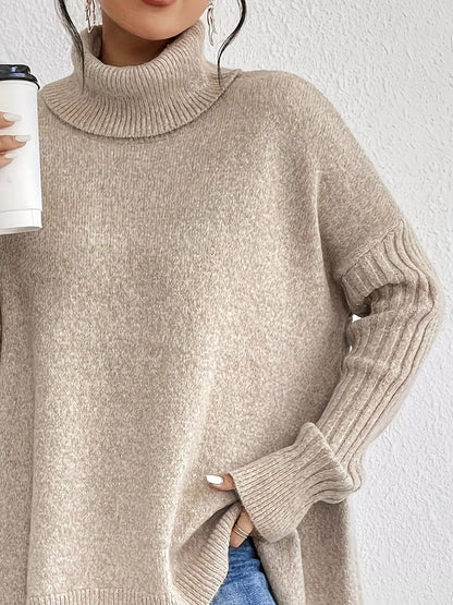 Women's High-Low Turtleneck Sweater