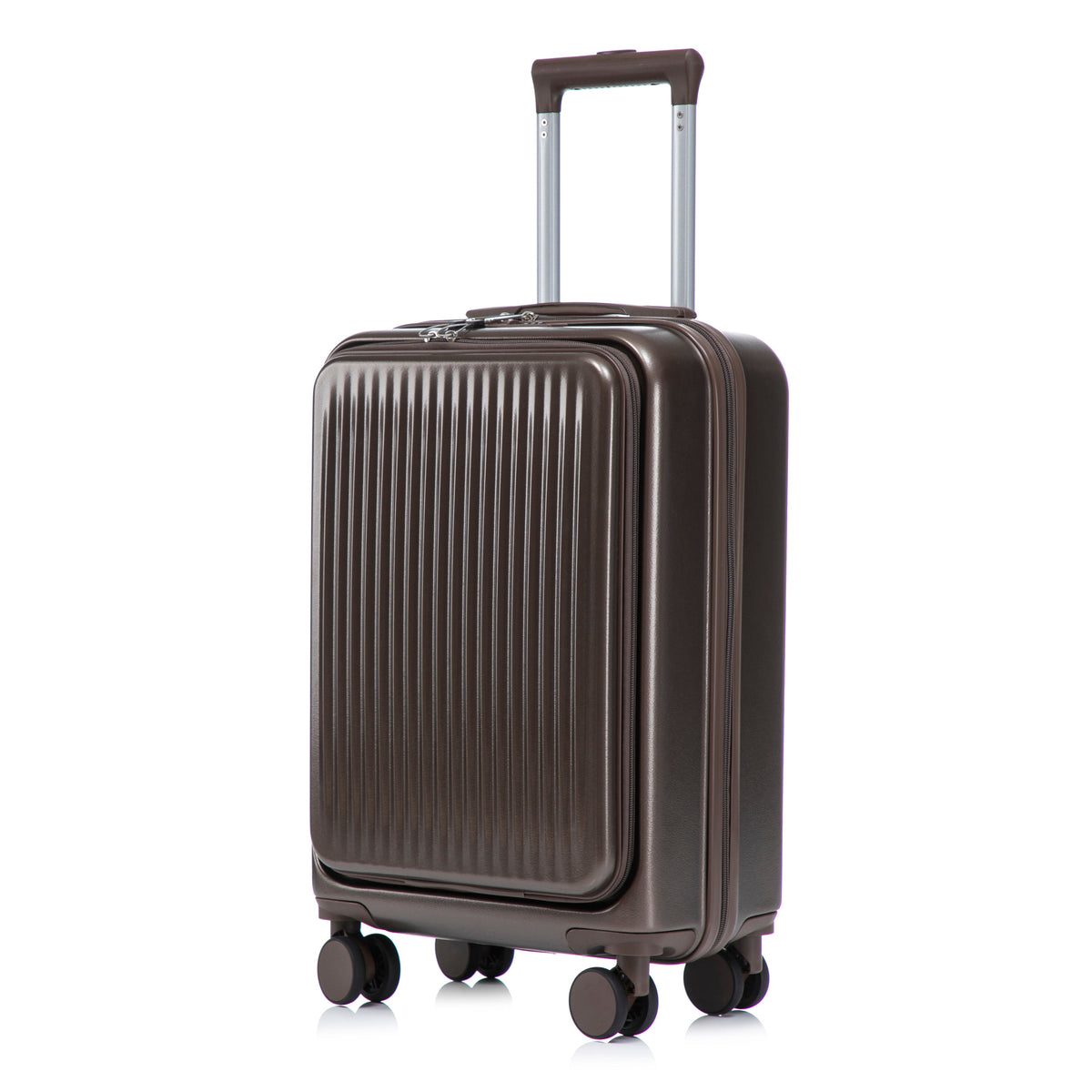 ABS Spinner Wheel Luggage Set with Cosmetic Case - Brown