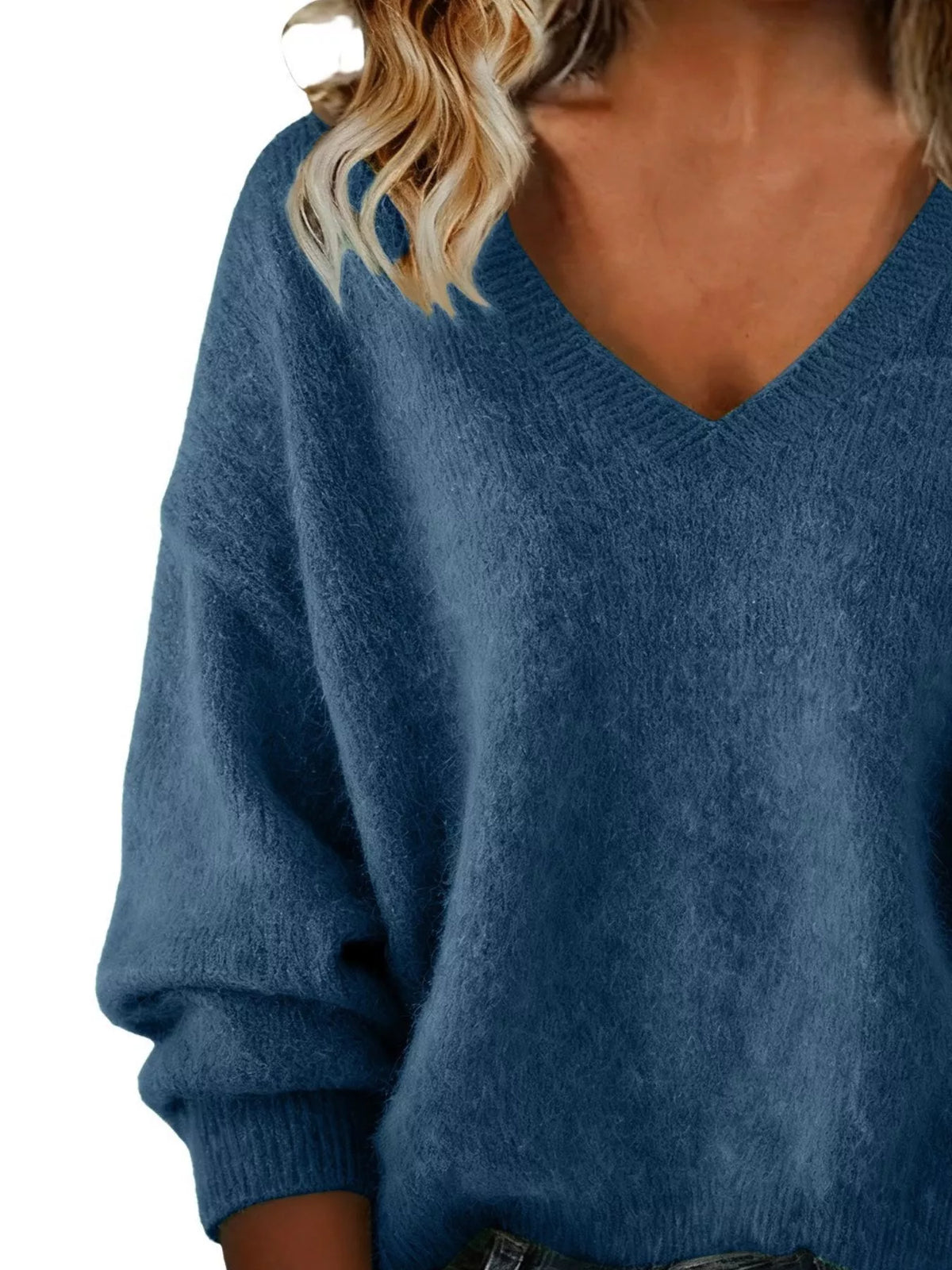 Women's V-Neck Dropped-Shoulder Sweater