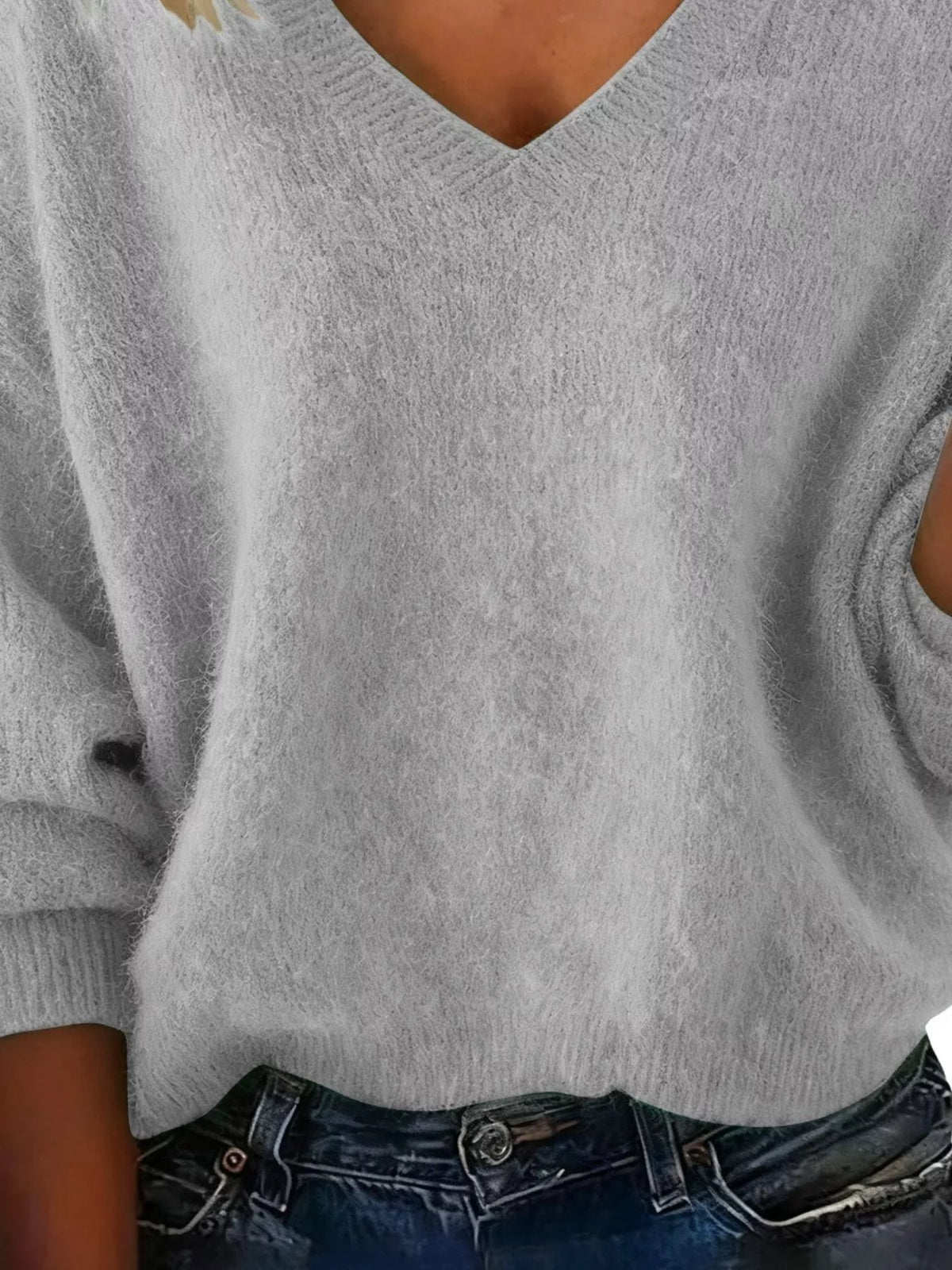 Women's V-Neck Dropped-Shoulder Sweater