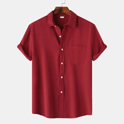 Chemise à manches courtes et col polo de couleur unie pour hommes