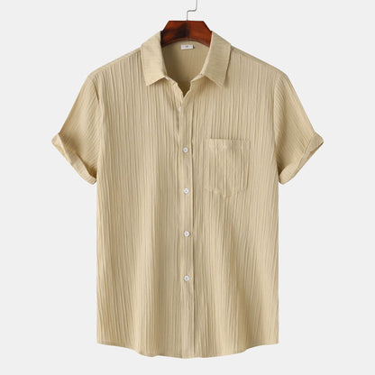 Chemise à manches courtes et col polo de couleur unie pour hommes