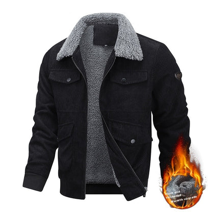 Men’s ArcticShield Fleece-Lined Winter Lapel Jacket – Warmth Meets Style