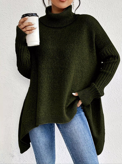 Women's High-Low Turtleneck Sweater
