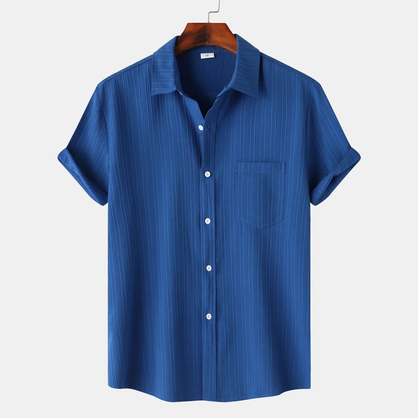 Chemise à manches courtes et col polo de couleur unie pour hommes