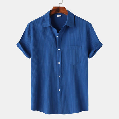 Chemise à manches courtes et col polo de couleur unie pour hommes