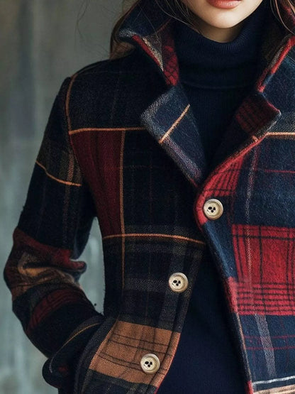 Women's Unlined Plaid Button-Up Blazer
