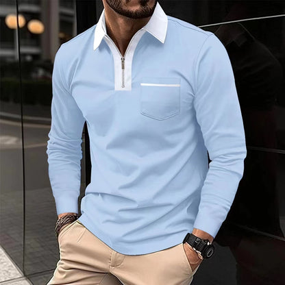 Men’s Long Sleeve Zipper Henley Polo Autumn 2025