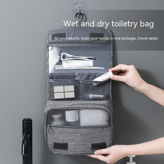 Travel Business Storage Bag Business Trips Portable Large Capacity Wash Bag Hanging Dry Wet Separation Toiletry Travel Happy