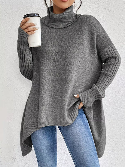 Women's High-Low Turtleneck Sweater