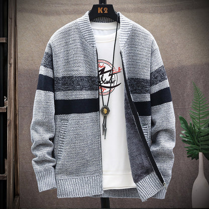 Pull cardigan rembourré en velours pour homme