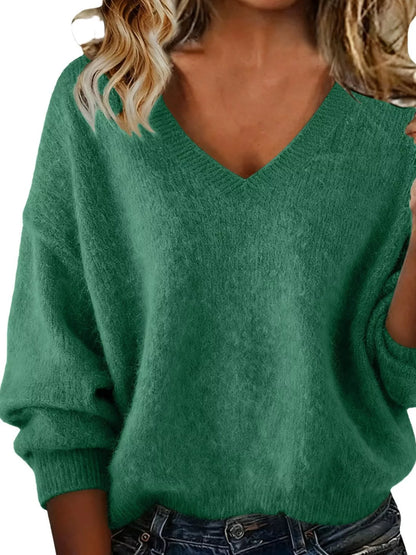 Women's V-Neck Dropped-Shoulder Sweater