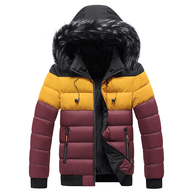 FusionStyle Splicing Hooded Down Jacket – Bold Fashion Meets Everyday Warmth