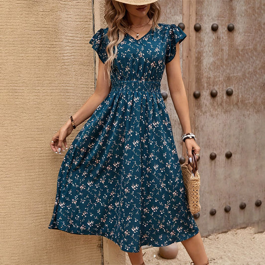 dress Women’s Elegant Floral Dress Travel Happy Women's Travel Wear