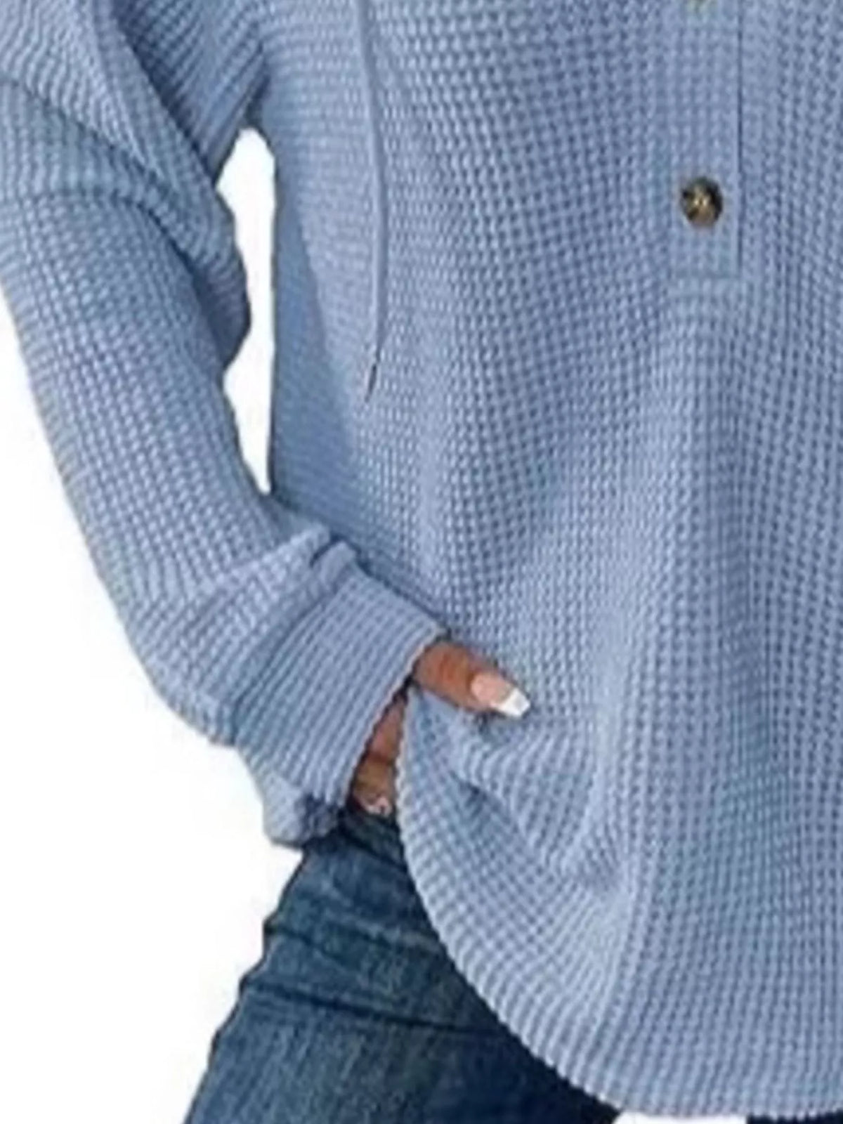Women's Waffle Knit Button-Detail Hoodie