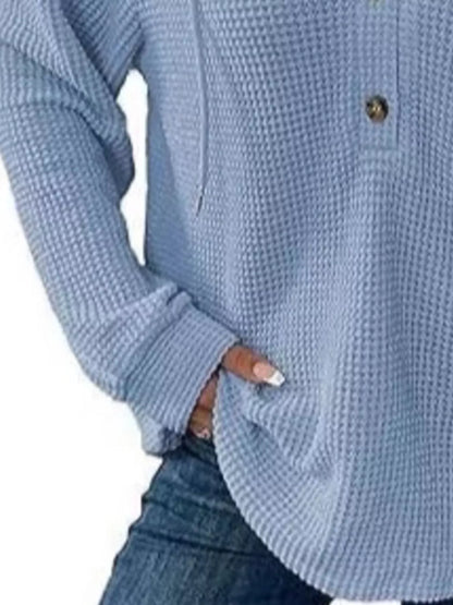 Women's Waffle Knit Button-Detail Hoodie