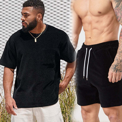 Men's Workout Exercise T-shirt Shorts Suit