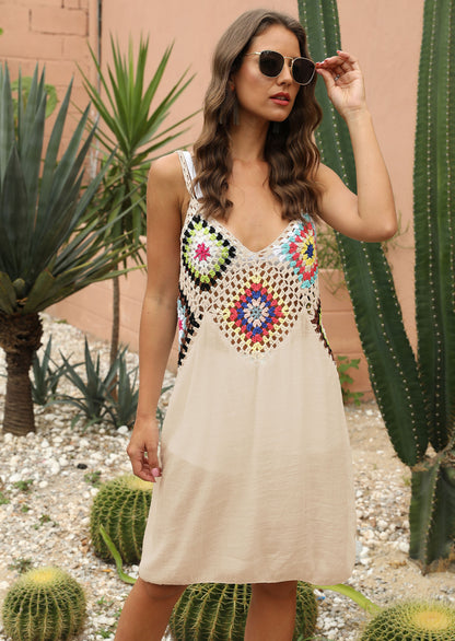 Vestido de tirantes de crochet estilo boho