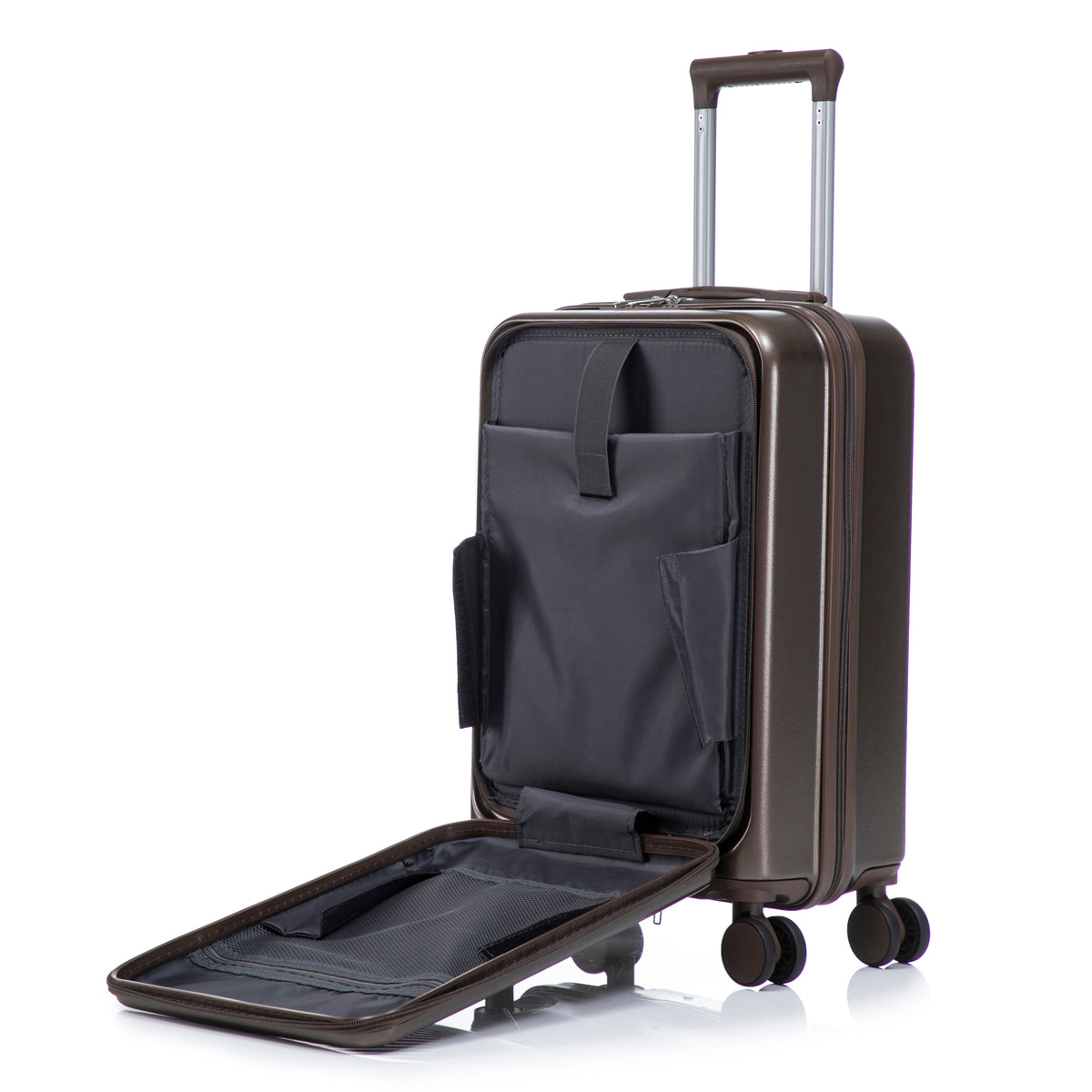 ABS Spinner Wheel Luggage Set with Cosmetic Case - Brown