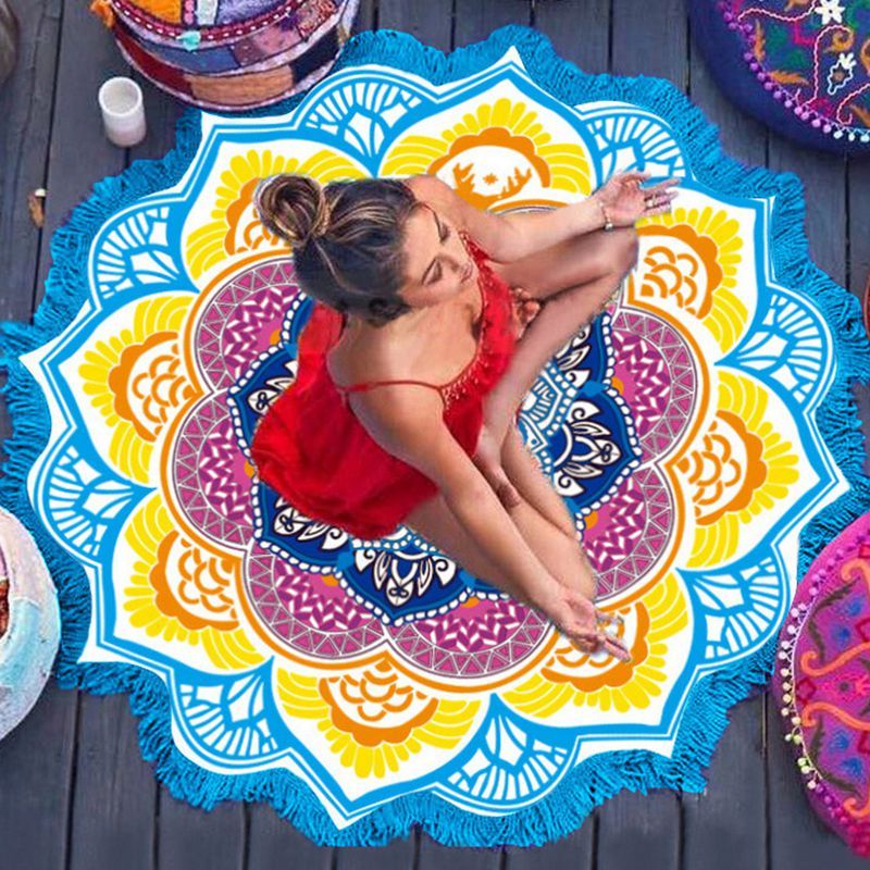 Polygon Tassel Round Bath Towel Yoga Mat - Travel Happy 