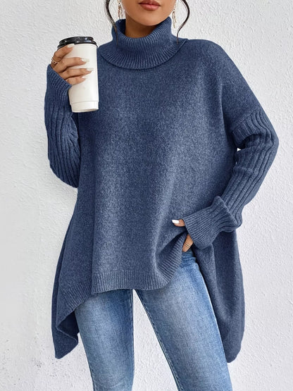 Women's High-Low Turtleneck Sweater