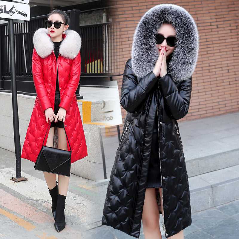 Arctic Luxe Hooded Leather Down Jacket – Elegance Meets Warmth Travel Happy Coats & Jackets