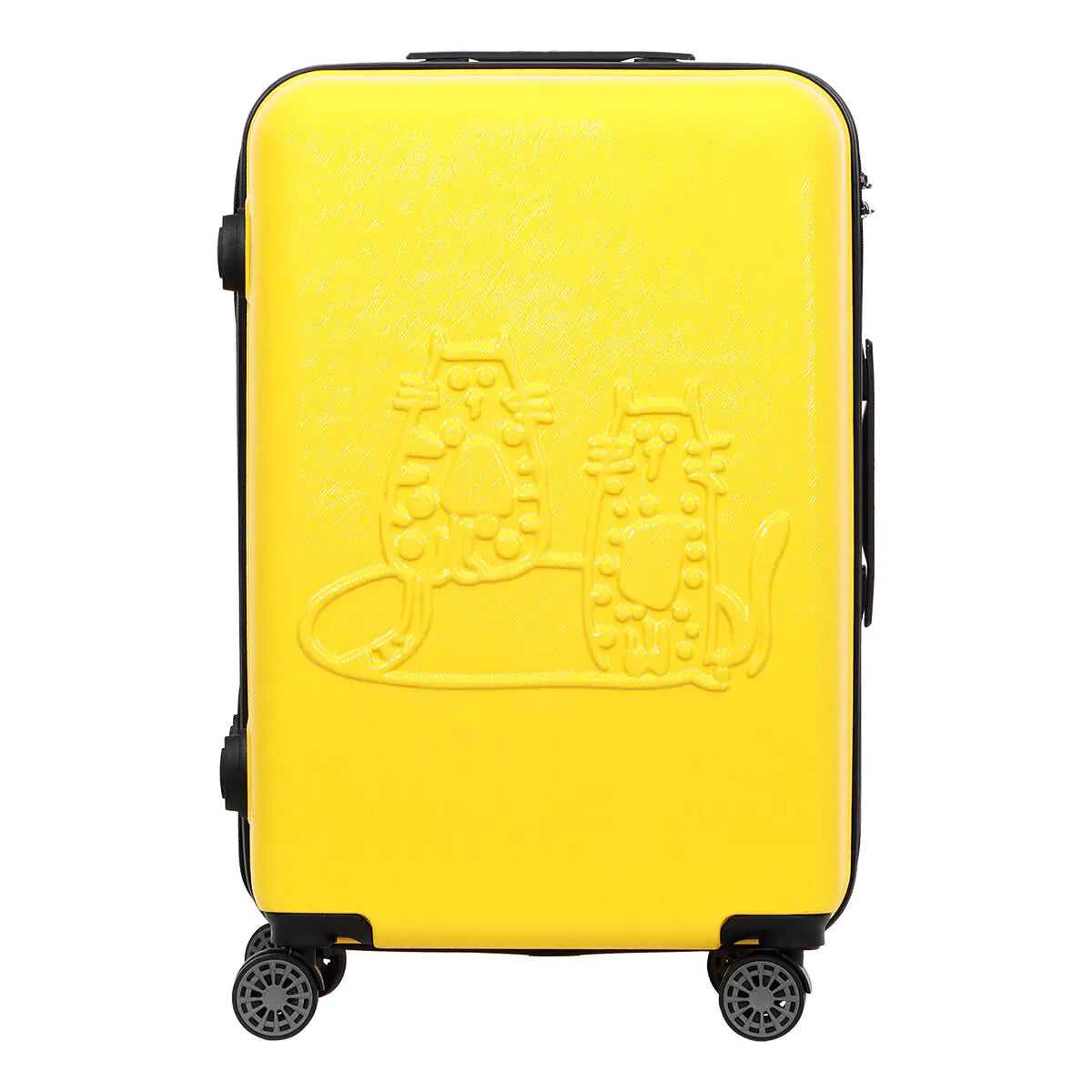 Biggdesign Cats Hardshell Spinner Luggage Set, Yellow, 3 Pcs. Travel Bag Luggage Deals Travel Happy Travel Happy