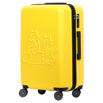 Biggdesign Cats Hardshell Spinner Luggage Set, Yellow, 3 Pcs. Travel Bag Luggage Deals Travel Happy Travel Happy 