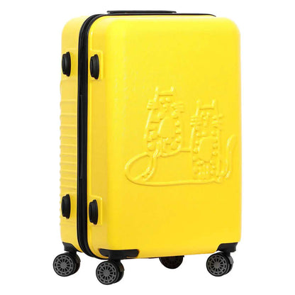 Biggdesign Cats Hardshell Spinner Luggage Set, Yellow, 3 Pcs. Travel Bag Luggage Deals Travel Happy Travel Happy 