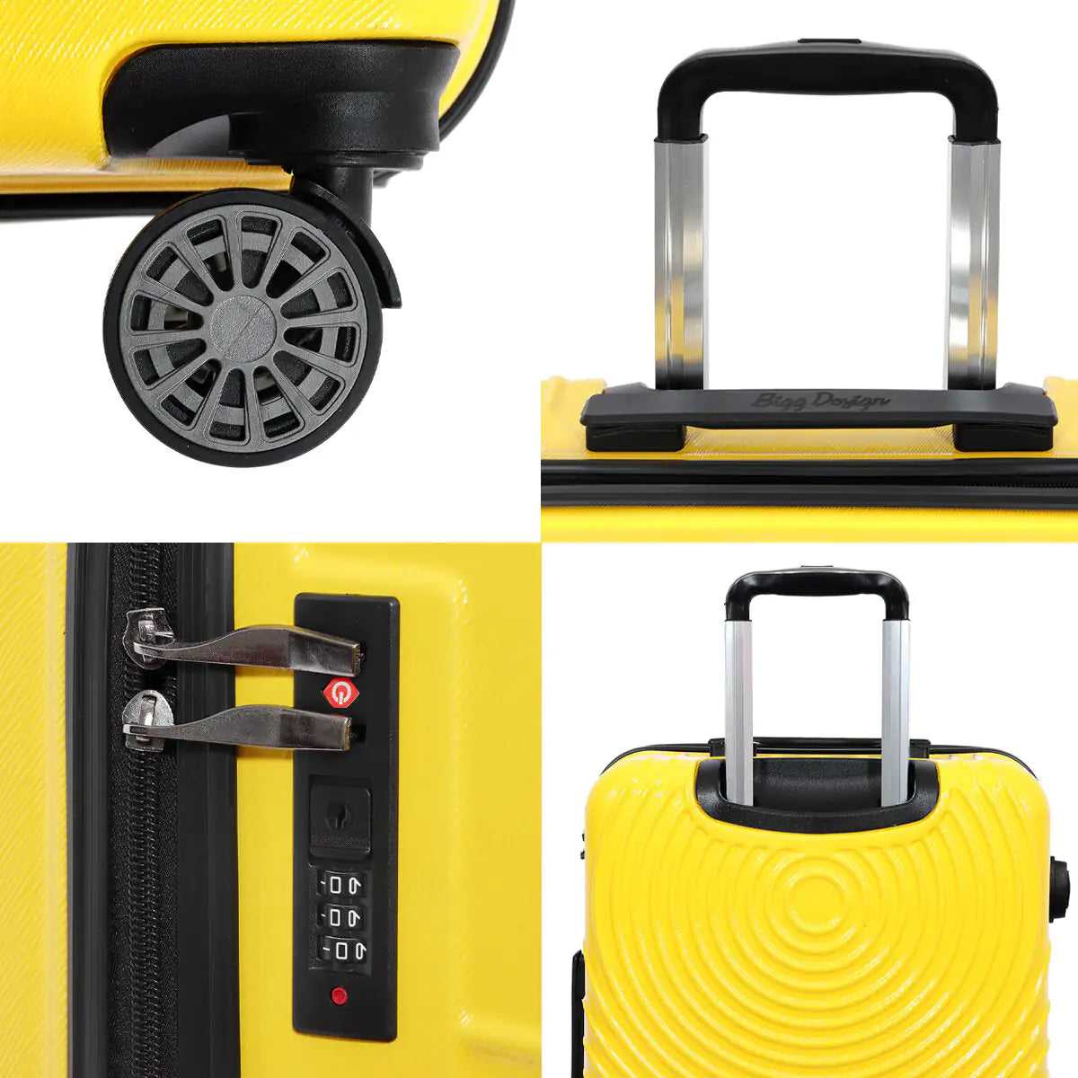 Biggdesign Cats Hardshell Spinner Luggage Set, Yellow, 3 Pcs. Travel Bag Luggage Deals Travel Happy Travel Happy 