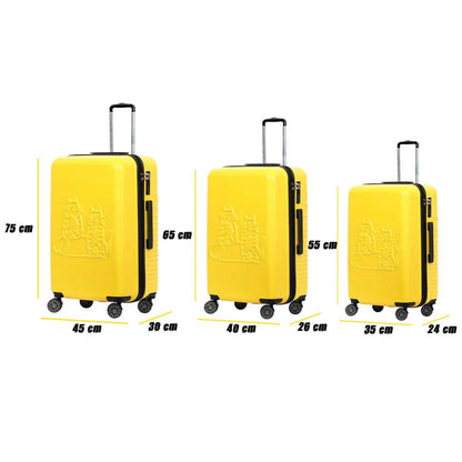 Biggdesign Cats Hardshell Spinner Luggage Set, Yellow, 3 Pcs. Travel Bag Luggage Deals Travel Happy Travel Happy 