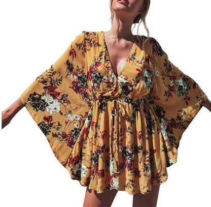 Boho Flower Fan Sleeve Dress Travel Essentials Shop Travel Happy Travel Happy 