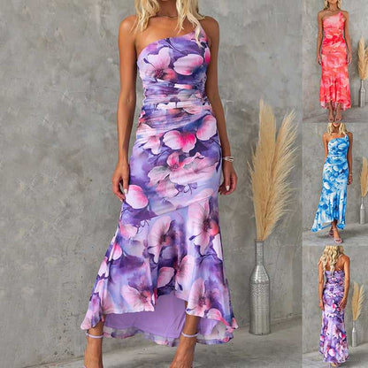 Botanical Breeze One-Shoulder Maxi Dress Travel Essentials Shop Travel Happy Travel Happy 