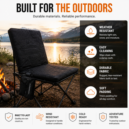 LITEGUEST Heated Outdoor Seat Cushion with Backrest – Warm for Camping