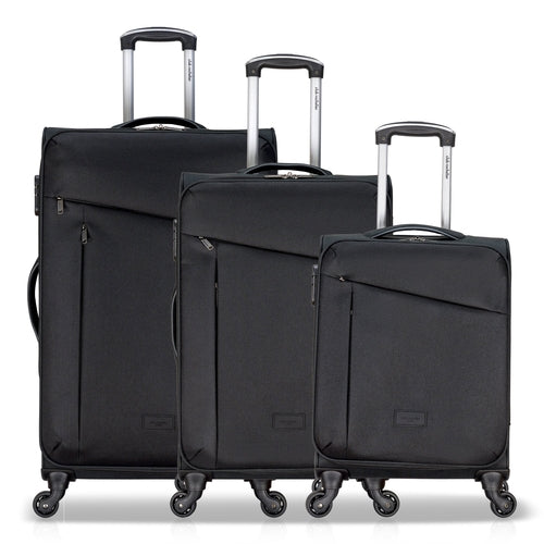 3-Piece Soft-Side Luggage Set with Contrast Handles – Spinner Wheels