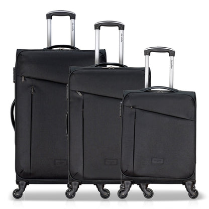 3-Piece Soft-Side Luggage Set with Contrast Handles – Spinner Wheels